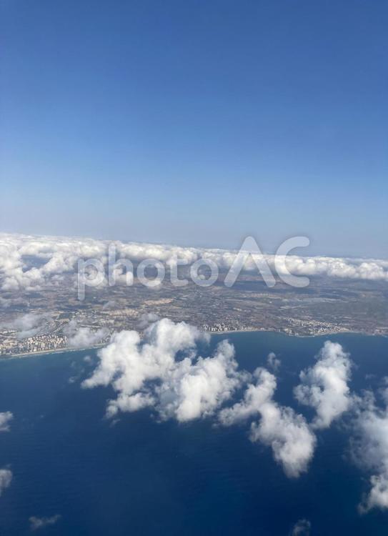 空から見たスペインの海岸線 海岸線,スペイン,空の写真素材