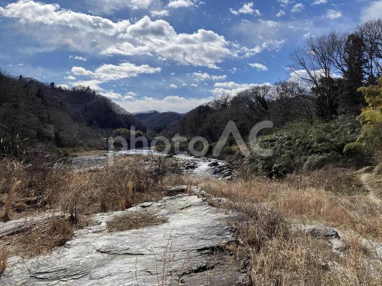 冬の長瀞岩畳の風景 長瀞,岩畳,岩の写真素材