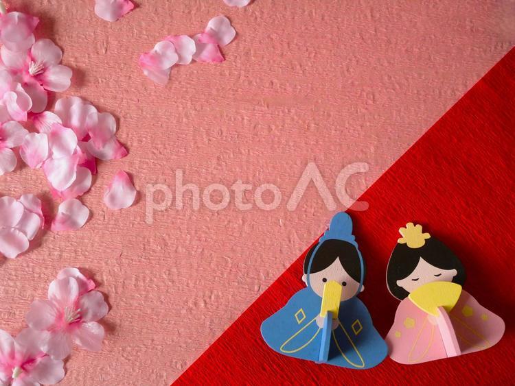 ひなまつり・桜のフレーム ひな祭り,３月,壁紙の写真素材