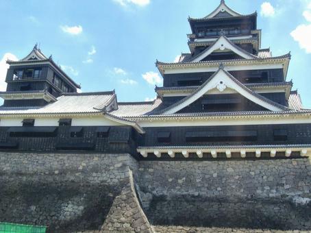 熊本城の風景-15 熊本城,大天守閣,小天守閣の写真素材
