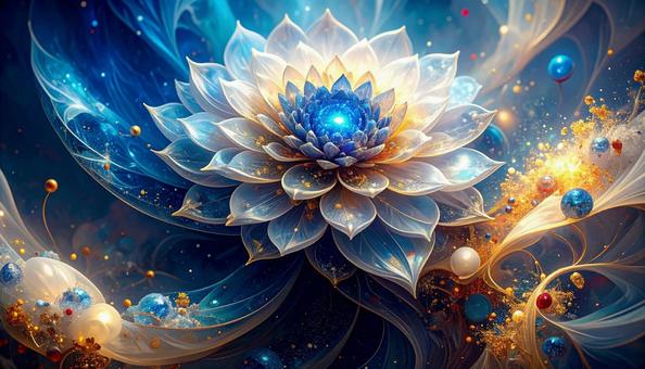 宝石のように輝く青い花の写真