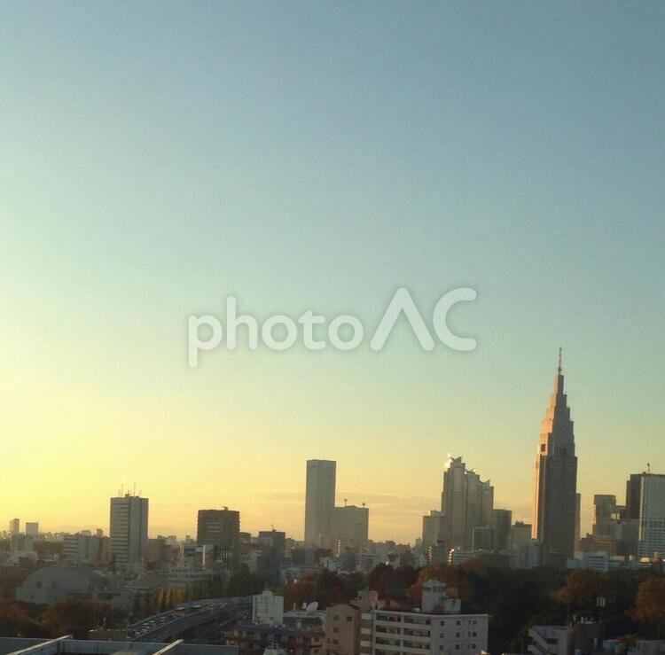 新宿　夕暮れ　都会 新宿,夕暮れ,都会の写真素材