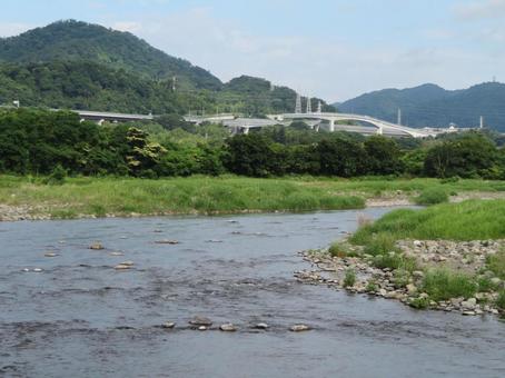 View of the Sagamihara Interchange from the Sagami River, phase mold, central area, tokyo metropolitan expressway expressway, JPG