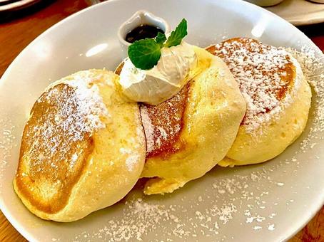 おやつ パンケーキ,ふわふわ,甘いの写真素材