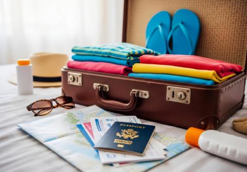 パスポートと航空券が揃った旅行準備の写真の写真