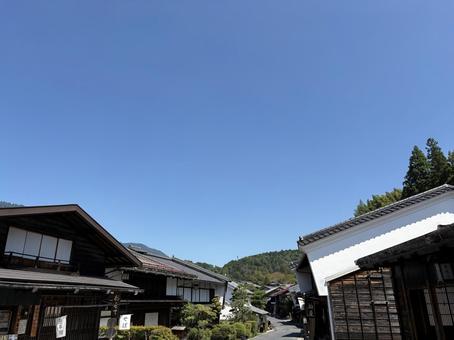 長野県の木曽町 長野県の木曽町 青空,木々,夏の写真素材
