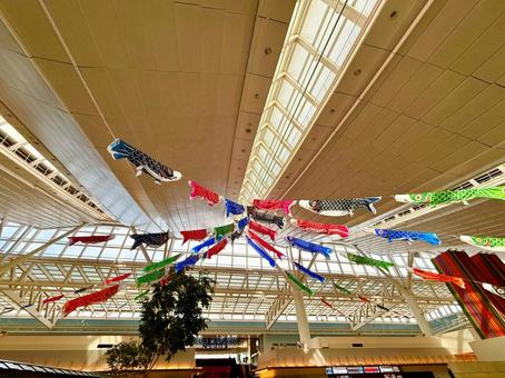 羽田空港第3ターミナルと鯉のぼり 羽田空港第3ターミナルと鯉のぼり 空港,エアポート,ターミナルの写真素材