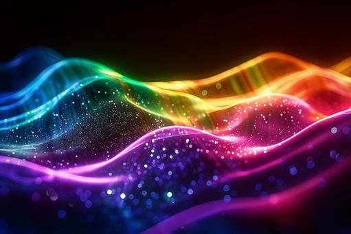 虹色の光の流れが輝くカラフルな抽象背景 虹色の光の流れが輝くカラフルな抽象背景の写真