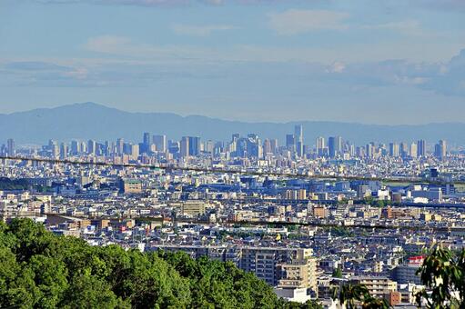 	Osaka city center viewed from the mountain, JPG