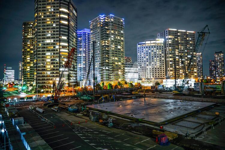 横浜・みなとみらいの工事現場７ みなとみらい,クレーン,タワーマンションの写真素材
