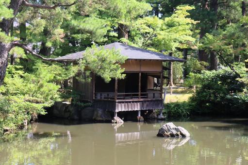 新潟県新発田市清水園、国指定名勝、夕佳亭 新潟県,新発田市,清水園の写真素材