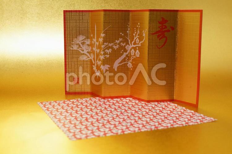 金の屏風のイメージ（年賀状素材・正月素材） 年賀状素材,正月,黄金の写真素材