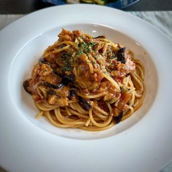 Eggplant and bacon all'arrabiata, JPG