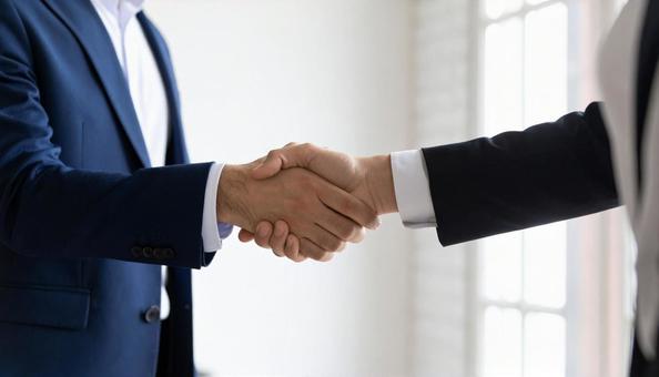 2人のビジネスパーソンが握手を交わす 2人のビジネスパーソンが握手を交わすの写真