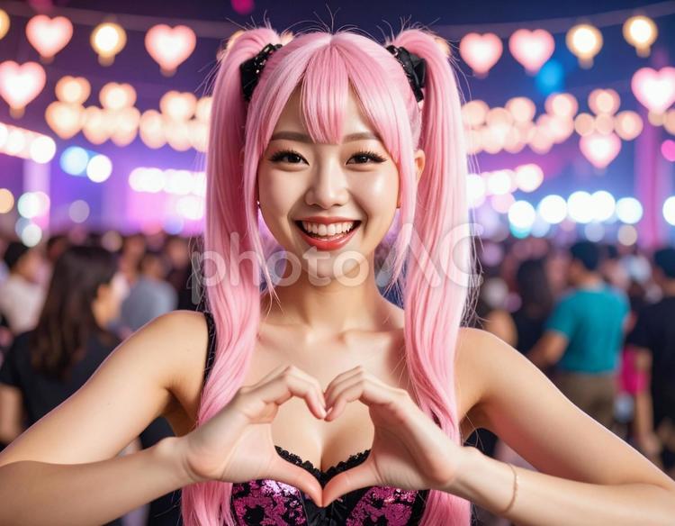 推し活女子・ハート！ 推し活,女子,ライブの写真素材