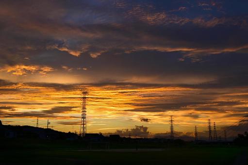 河川敷から観た夕景3 河川敷から観た夕景3の写真