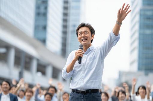選挙演説する政治家 選挙演説する政治家の写真