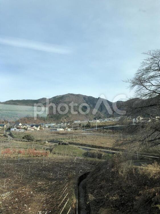 田舎の冬景色 田舎,風景,冬景色の写真素材