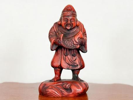 木彫りの恵比寿天 木彫りの恵比寿天 恵比寿天,七福神,木彫りの写真素材