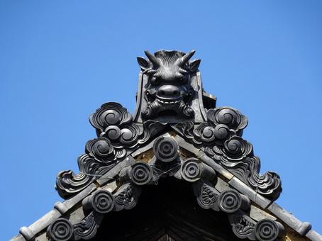 近江八幡の鬼瓦 鬼瓦,瓦,魔除けの写真素材
