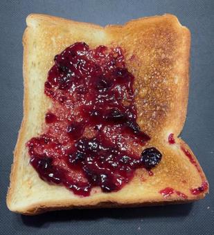 Toast with blackcurrant jam and coconut, JPG Toast with blackcurrant jam and coconut, JPG