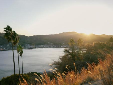 絶景 音頭の瀬戸,夕日,日没の写真素材