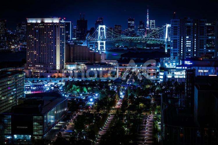 東京・お台場から見える東京の夜景 夜景,東京,テレコムセンターの写真素材