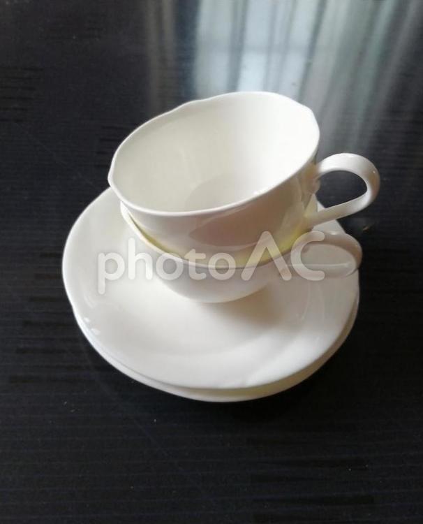 至福のコーヒーブレイク カップ,食器,受け皿の写真素材