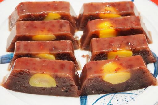 栗ようかん・手作り正月料理（切り口断面） 栗ようかん,正月料理,おせち料理の写真素材