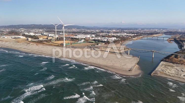 潮騒橋10 海,海辺,ドローン撮影の写真素材