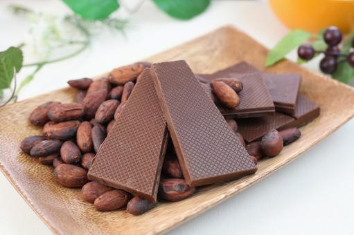 チョコレート チョコレート チョコレート,カカオ豆,板チョコの写真素材