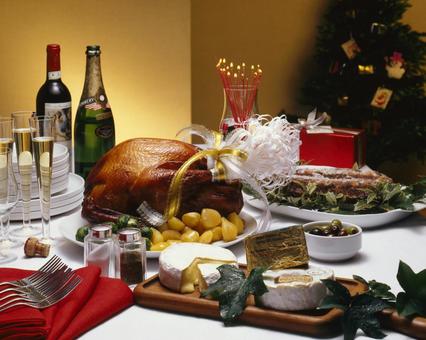クリスマスパーティーとローストチキン クリスマス,パーティー,ローストチキンの写真素材