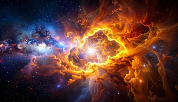 星々を照らす燃え上がる宇宙の写真