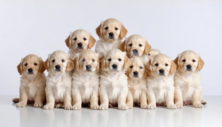 たくさんのかわいい子犬の集合写真 子犬,仔犬,たくさんの写真素材