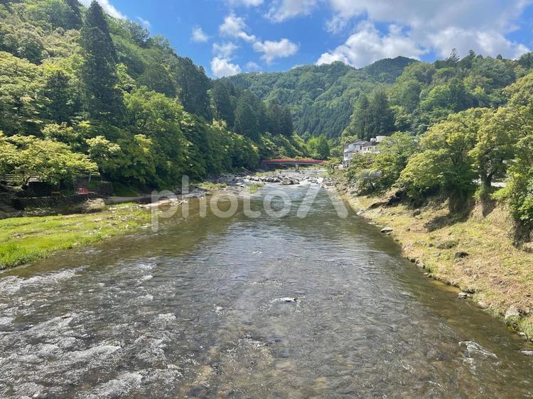 愛知県　香嵐渓の風景 香嵐渓,愛知県,田舎の写真素材