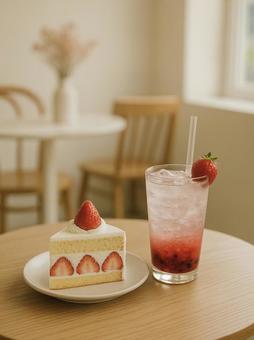 ショートケーキとベリーソーダ ショートケーキとベリーソーダの写真