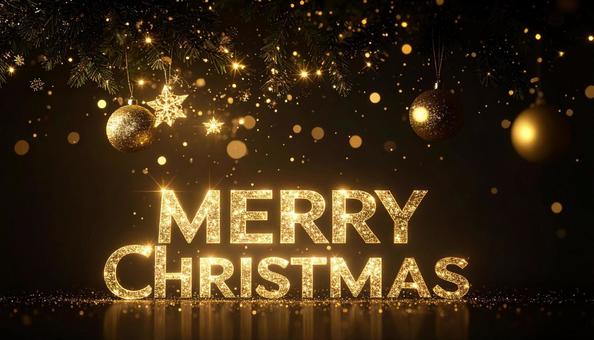 MerryChristmasの文字 金色 MerryChristmasの文字 金色の写真