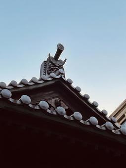 鬼瓦 鬼瓦,瓦,日本家屋の写真素材