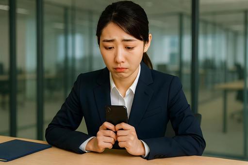 不安な営業女性の写真