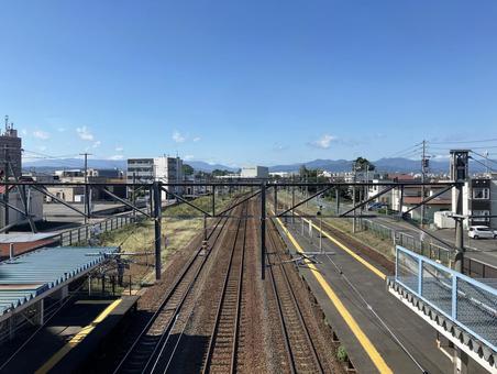 JR函館本線・厚別駅札幌方面線路 JR函館本線・厚別駅札幌方面線路 厚別駅,函館本線,jr北海道の写真素材