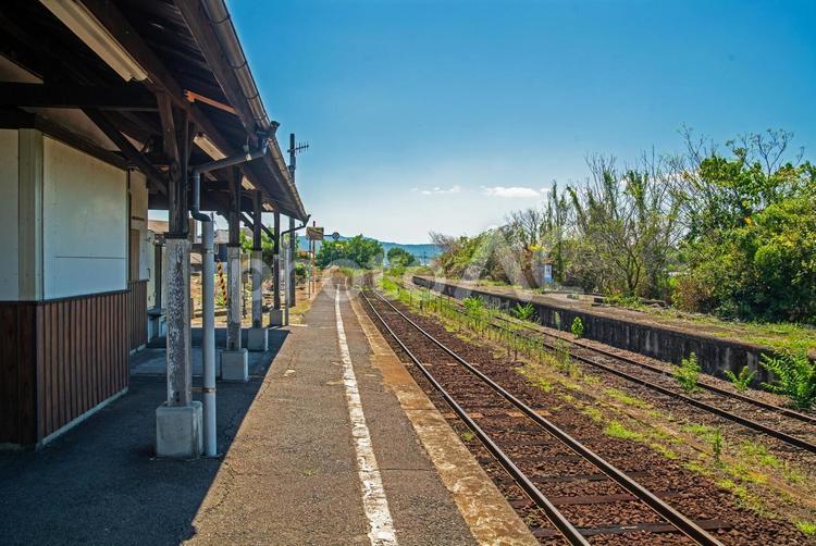 田舎の駅　因美線高野駅 駅,駅舎,ホームの写真素材