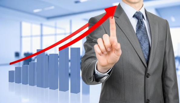 上昇のイメージとサラリーマンの写真