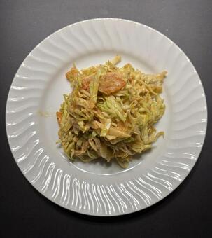 R7.12.02　キャベツのサラダ 夕食,あきたこまち,鯖の蒸し煮の写真素材