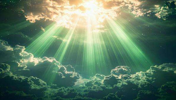 緑に染まる天空の光 緑に染まる天空の光の写真
