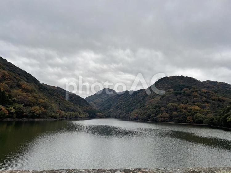 上田池堰堤 ダム,景色,絶景の写真素材