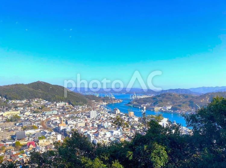 展望台からの尾道の眺め 尾道水道,尾道大橋,千光寺の写真素材