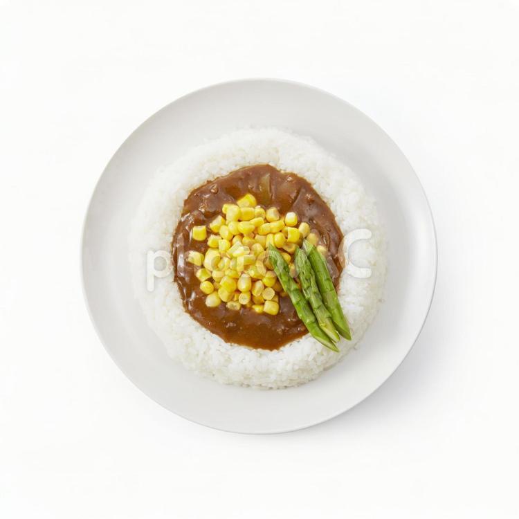 カレーライス（アスパラガスとコーン） カレーライス,カレー,アスパラガスの写真素材