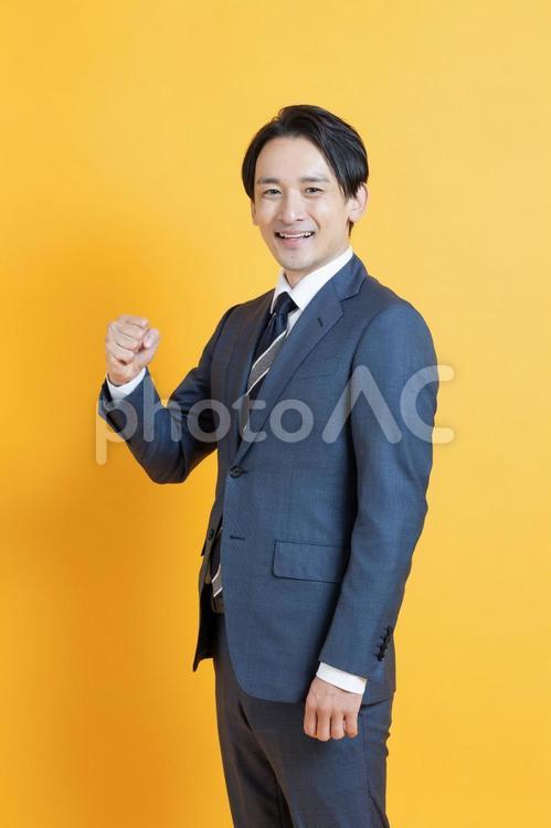 拳を上げるビジネスマン（半身） イケメン,ハンサム,プロフィール写真の写真素材