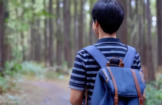 リュック姿の写真