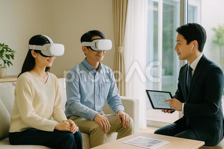 VR住宅内覧体験	住宅販売モデルハウス vr内覧,モデルハウス,住宅販売の写真素材